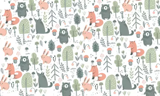 Leon l'ourson - papier peint bebe animaux