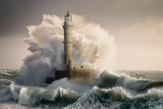 Phare de La Canée - papier peint motif marin