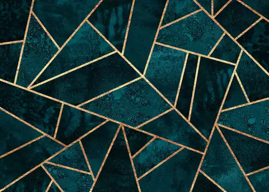 Pierre turquoise - papier peint trompe l'œil art deco bleu