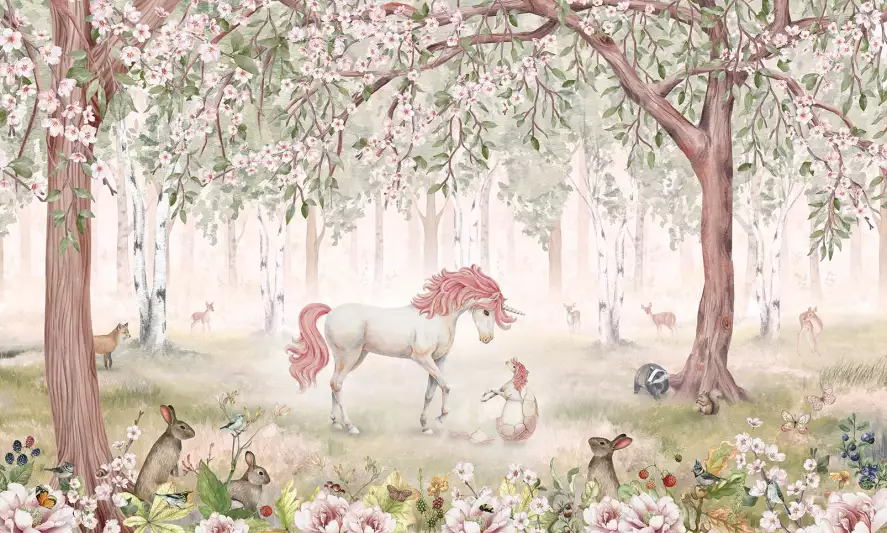 La forêt des licornes - papier peint enfant