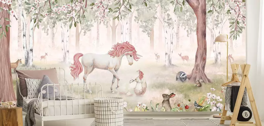 La forêt des licornes - papier peint enfant