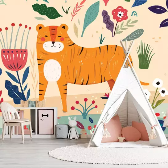 Tigre - tapisserie panoramique chambre enfant