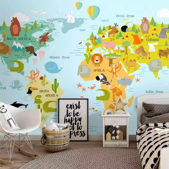World map - tapisserie panoramique chambre enfant