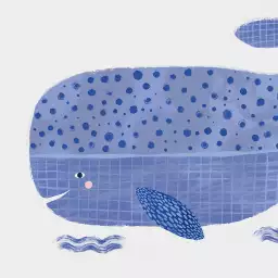Baleine bleue - tapisserie panoramique chambre enfant