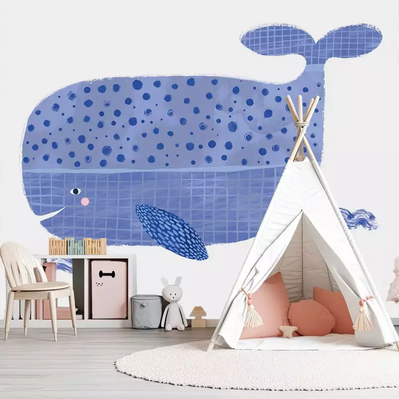 Baleine bleue - tapisserie panoramique chambre enfant