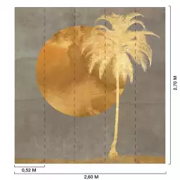 Cocotier doré - Tapisserie panoramique graphique