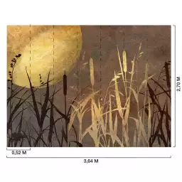 Roseaux dorés - Tapisserie panoramique graphique