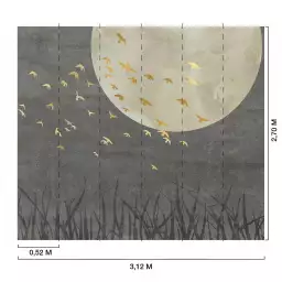Oiseaux dorés - Tapisserie panoramique graphique