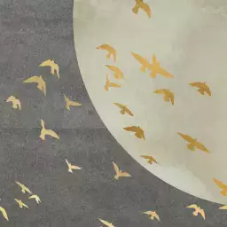 Oiseaux dorés - Tapisserie panoramique graphique