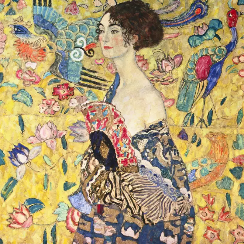 La dame à l'éventail de Gustav klimt - Classiques de l'art