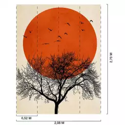 Soleil rouge - Tapisserie panoramique graphique