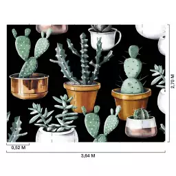 Cactus et pots de cuivre - tapisserie panoramique