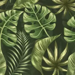 Feuilles vertes émeraudes - tapisserie panoramique feuilles