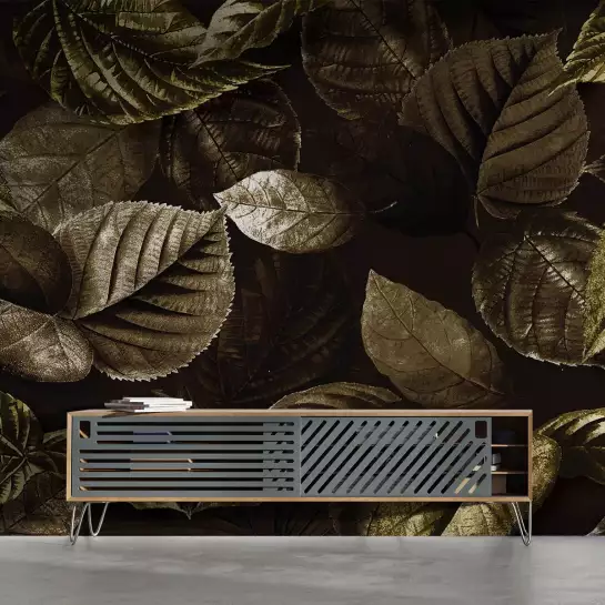 Feuilles métallisées - tapisserie panoramique feuilles