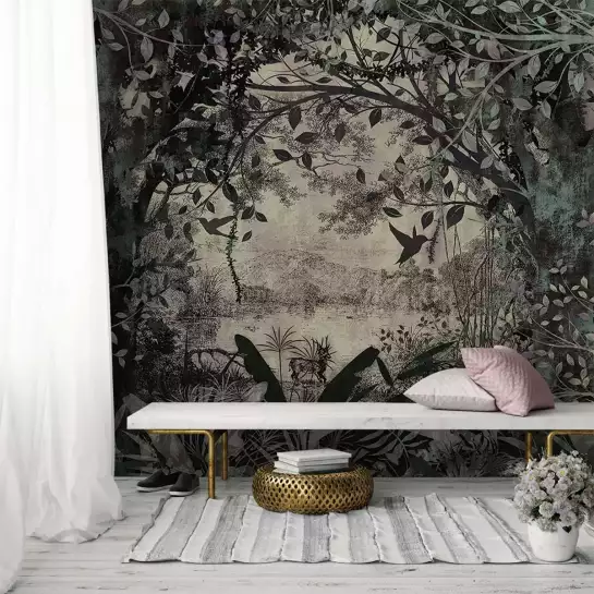 Paysage ancien - tapisserie panoramique arbre