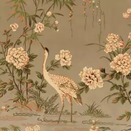 Oiseaux du marais - tapisserie panoramique fleurs