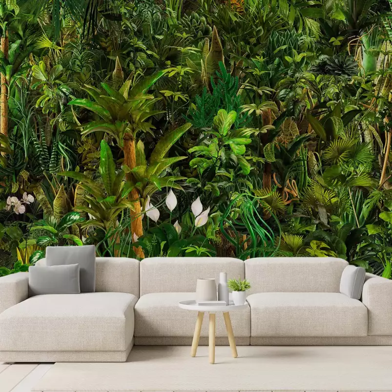 Paradis vert - tapisserie panoramique palmier