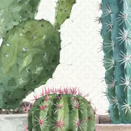 Cactus fleuris - tapisserie panoramique exotique