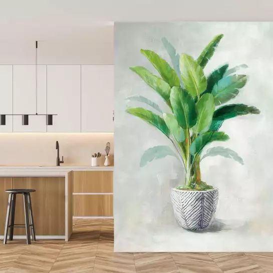 Plante tropicale Alpinia en aquarelle - tapisserie panoramique exotique