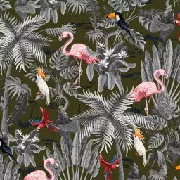 Flamants tropicaux - tapisserie panoramique exotique