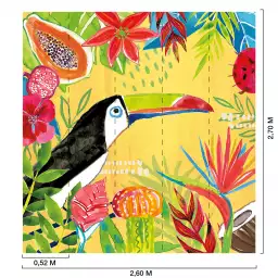 Toucan et fruits - tapisserie panoramique exotique