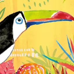 Toucan et fruits - tapisserie panoramique exotique