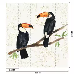 Peinture murale deux toucans - tapisserie panoramique exotique