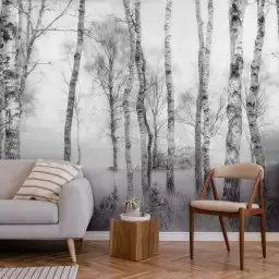 Forêt n&b - tapisserie decoration murale