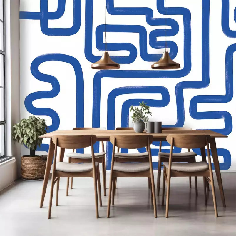 Laby blue - papier peint design contemporain