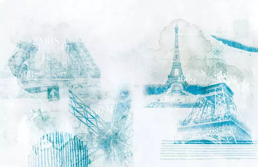 Paris Eiffel - papier peint vintage industriel