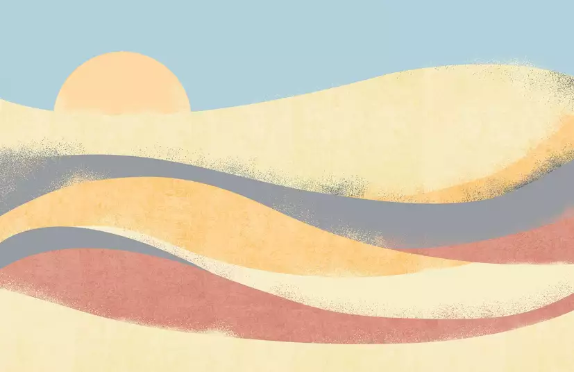 Dunes et vague - papier peint abstrait pastel