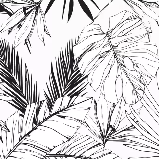 Décor tropical à l'encre - papier peint motif feuillage