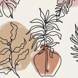 Plante et terracotta - tapisserie panoramique feuilles