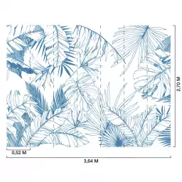 Feuilles tropicales bleues - tapisserie panoramique jungle
