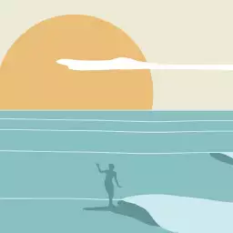 Surf au sunset - tapisserie panoramique