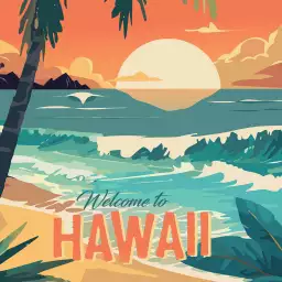 Hawai sunset - tapisserie panoramique plage