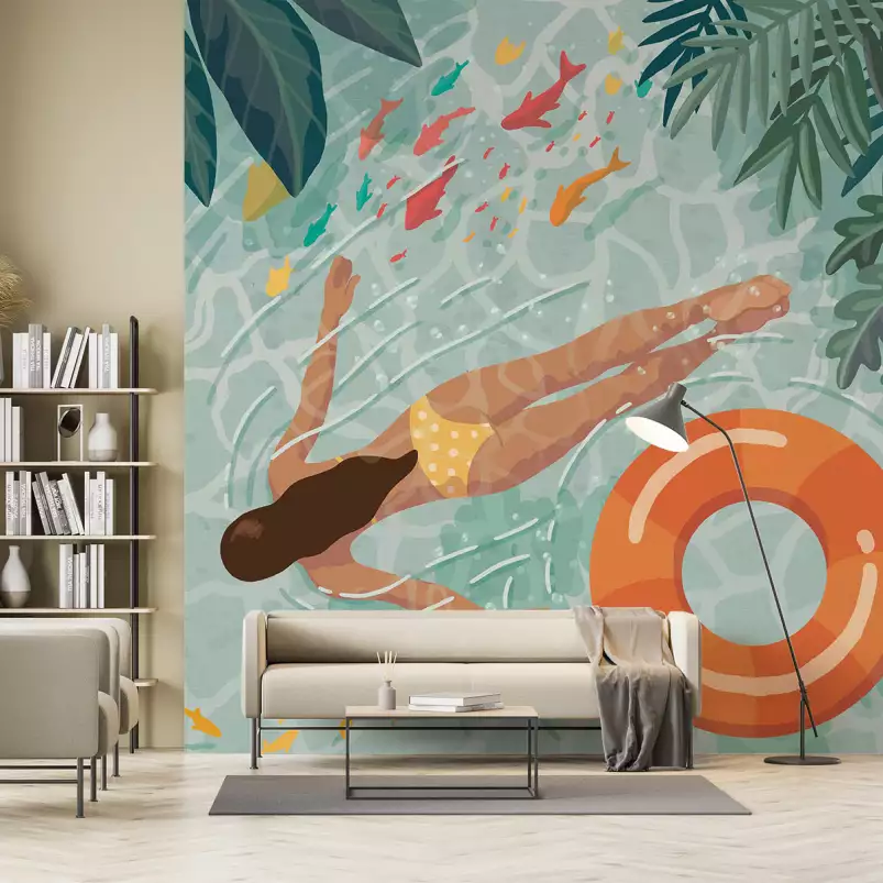 Lagon piscine - tapisserie decoration murale