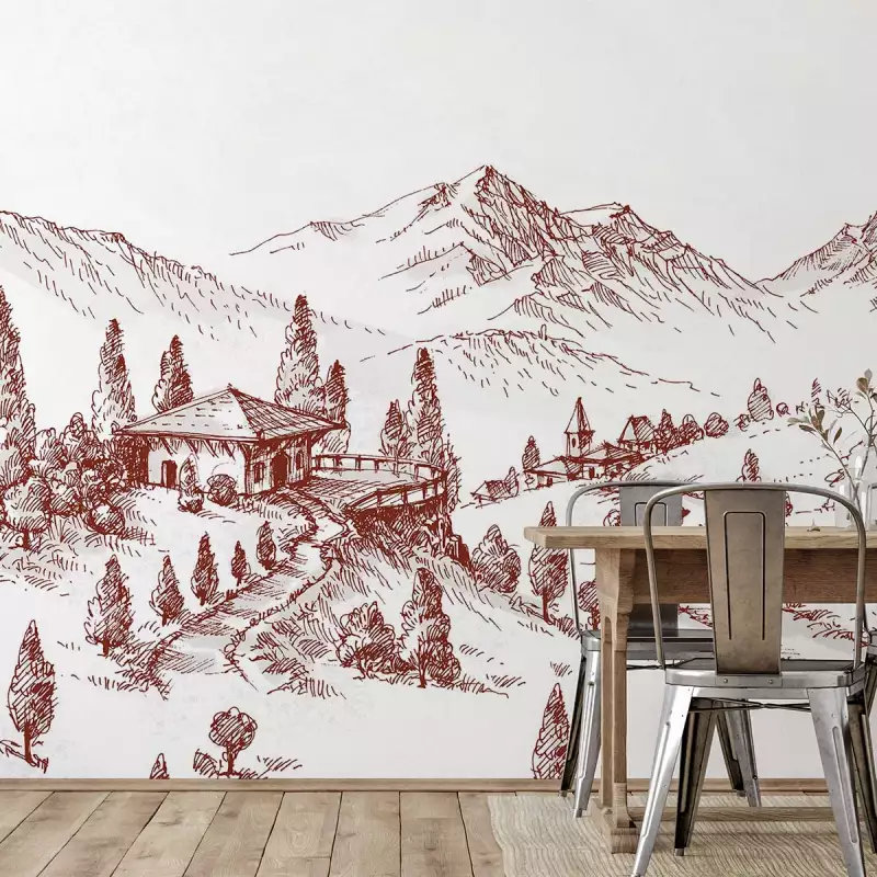 Tenture Murale Forêt De Montagne - 122 X 91 Cm - Décor Naturel Pour Chambre, Salon, Bureau