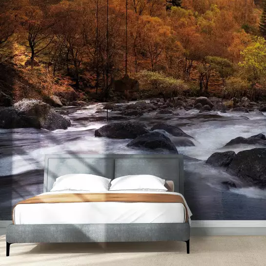 Rivière en automne - tapisserie decoration murale