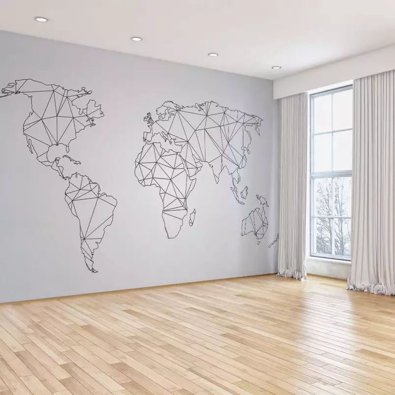 Carte du monde en origami - tapisserie decoration murale