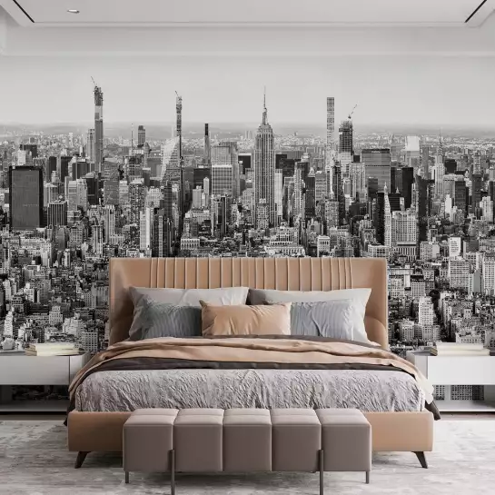 Vue sur New york n&b - tapisserie murale panoramique