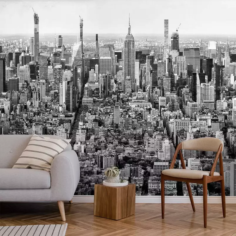 Vue sur New york n&b - tapisserie murale panoramique