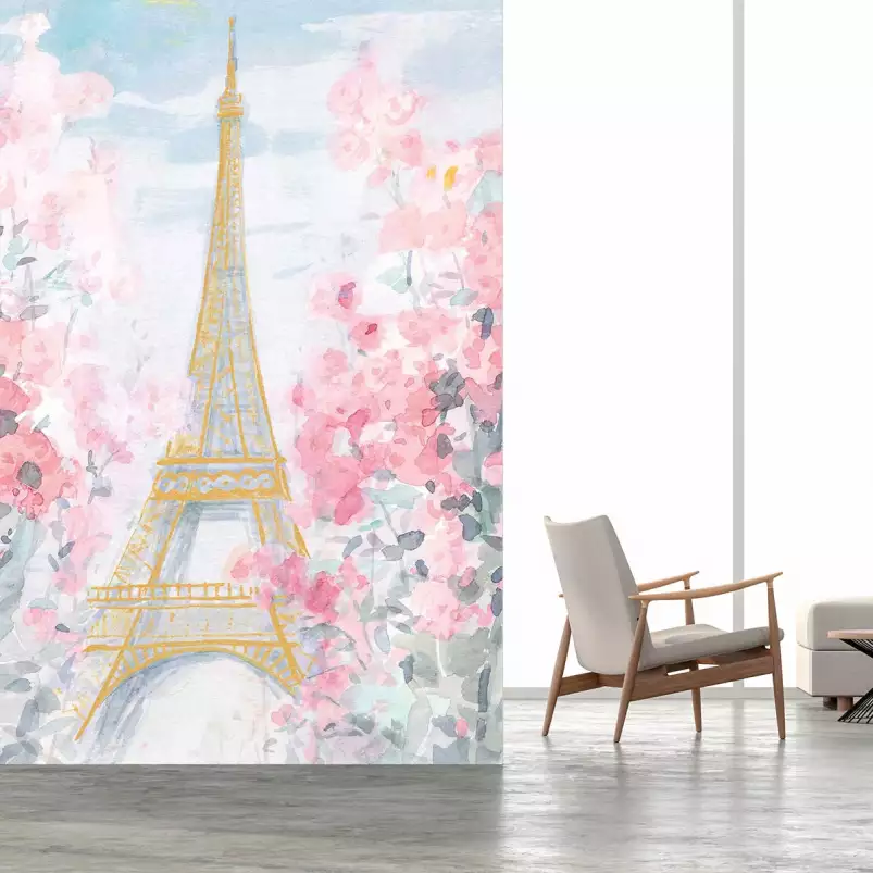 Tour Eiffel en aquarelle - tapisserie murale panoramique