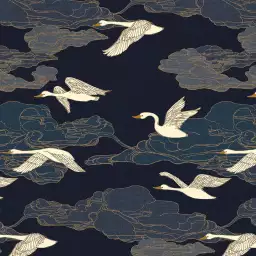 Oiseaux japonais art deco - tapisserie panoramique anglaise