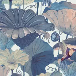 Lotus et nenuphars - tapisserie panoramique feuilles
