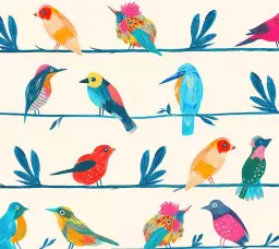 Chants d'oiseaux - tapisserie panoramique pour enfant