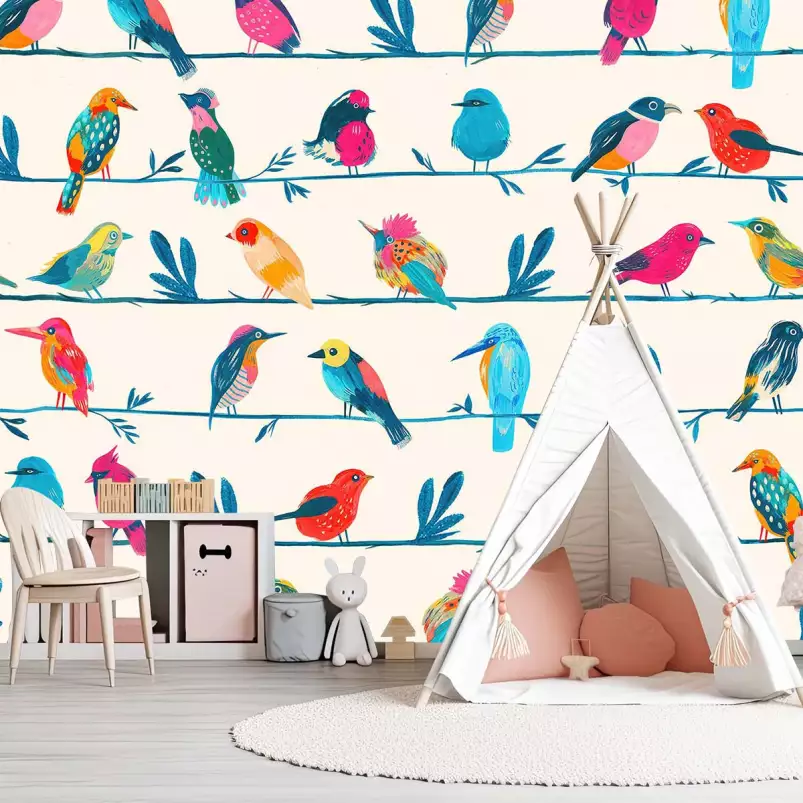 Chants d'oiseaux - tapisserie panoramique pour enfant