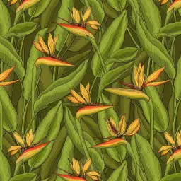 Strelitzia vert - tapisserie panoramique fleurs