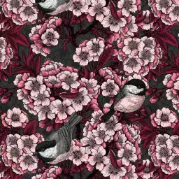 Cherry garden - tapisserie panoramique fleurs