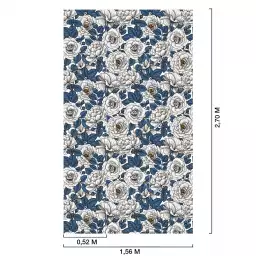 Campagne bleu blanc - tapisserie panoramique fleurs